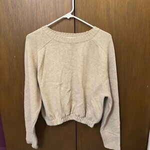 Cream Elastic Stretch bottom Sweater from Korea